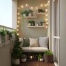 Balcony Design With Warm Lighting and Layered Greenery