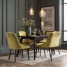 Dining Room Design with Mustard Velvet Dining Chairs