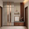 Foyer Design with Copper Accents and Concealed Shoe Storage