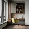 Home Office Design With Mustard Chair and Reading Nook