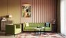Living Room Design with Olive Sofa and Wooden Console