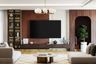 Canadian Walnut TV Unit Design With Marble-Inspired Panels