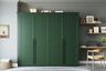 Shaker Style 4-Door Forest Green Swing Wardrobe Design With Matte Finish