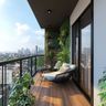 Balcony Design with Wooden Panel and Vertical Garden