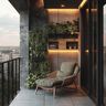 Balcony Design with Textured Walls and Lounge Chair