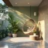 Balcony Design with Light Green and Grey Wall