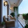 Balcony Design with Textured Wallpaper Finish