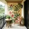 Balcony Design with Textured, Hand-Painted Mural Wallpaper