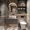 Bathroom Design with Floating Vanity and Matte Black Fixtures