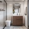 Bathroom Design with White Tiles and Sleek Vanity Storage