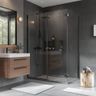 Bathroom Design with Grey Tiles and Suede Finish Vanity