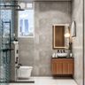 Bathroom Design with Rectangular Mirror and Wall Cabinet