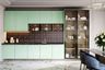 Mint-Green Crockery Unit Design with Glass Profile Shutters