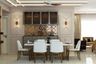 Dining Room Design with Marble Table and White Chairs