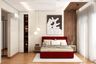 Master Bedroom Design with Red Upholstered Bed