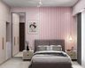 Guest Bedroom Design with Vertical Wooden Slat Wall