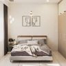 Guest Bedroom Design with Queen Bed and Abstract Art