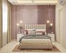Guest Bedroom Design with Pink Textured Wallpaper