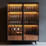 Home Bar Design with Walnut-Toned Display Shelving