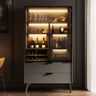 Grey and Wood Home Bar Design with LED Lighting