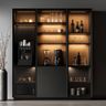 Grey Home Bar Design with Soft Laminate and LED Storage
