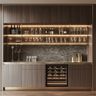 Home Bar Design with Built-In Wine Fridge and LED Shelves
