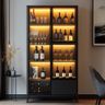 Home Bar Design with Black and Dark Wood Tones