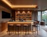 Walnut Bronze Home Bar Design with Suede Laminate Finish