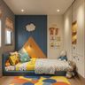 Kids Bedroom Design with Platform Bed and Wallpanel