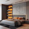 Kids Bedroom Design with Gray and Orange Accents