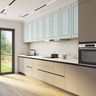 Straight Kitchen Design with Scandic Blue and Grey Ash
