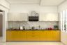 Parallel Kitchen Design with Marrigold Yellow and Champagne Cabinets