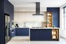 Island Kitchen Design with Suede Finish Fluted Shutters