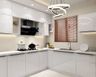 U-Shaped Kitchen Design with White Glossy Cabinets