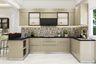 Irish Cream U-Shaped Kitchen Design with Glossy Finish