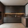 L-Shaped Kitchen Design with Grey and Tawny Balsam Finish