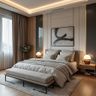 Master Bedroom Design with Beige Headboard King Bed