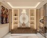 Walnut Bronze Pooja Room Design with LED-Lit Om Panel