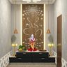 Slate Pooja Room Design with Wooden Backdrop