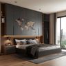 Space-Saving Bedroom with Built-In Storage and Open Closet Design