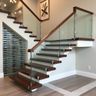 Concrete and Wooden U-Shaped Staircase Design
