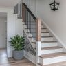 L-Shaped Staircase Design with Concrete Base and Wooden Treads