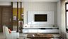 White TV Unit Design with High Gloss Laminate Finish