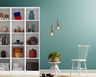 Teal Wall Paint Design with White Furniture
