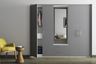 Silver 4-Door Swing Wardrobe Design with Full-Length Mirror