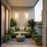 Balcony Design With Neutral Walls and Two Seater Sofa Seating