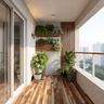 Balcony Design with Vertical Garden and Wood Plank Flooring