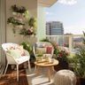 Boho Balcony Design with Vertical White Planter Garden