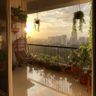 Balcony Design Featuring Vertical Green Wall and Compact Workspace