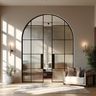 Black Framed Sliding Glass Living Room Double Door Design